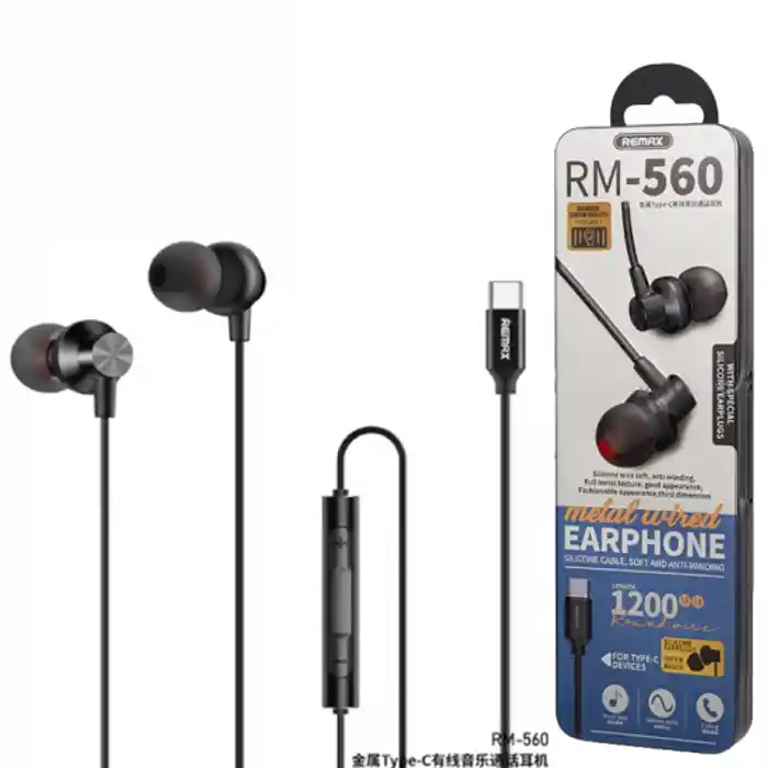 Remax RM-560 Type-C In-Ear Stereo Metal Wired Earphone.
